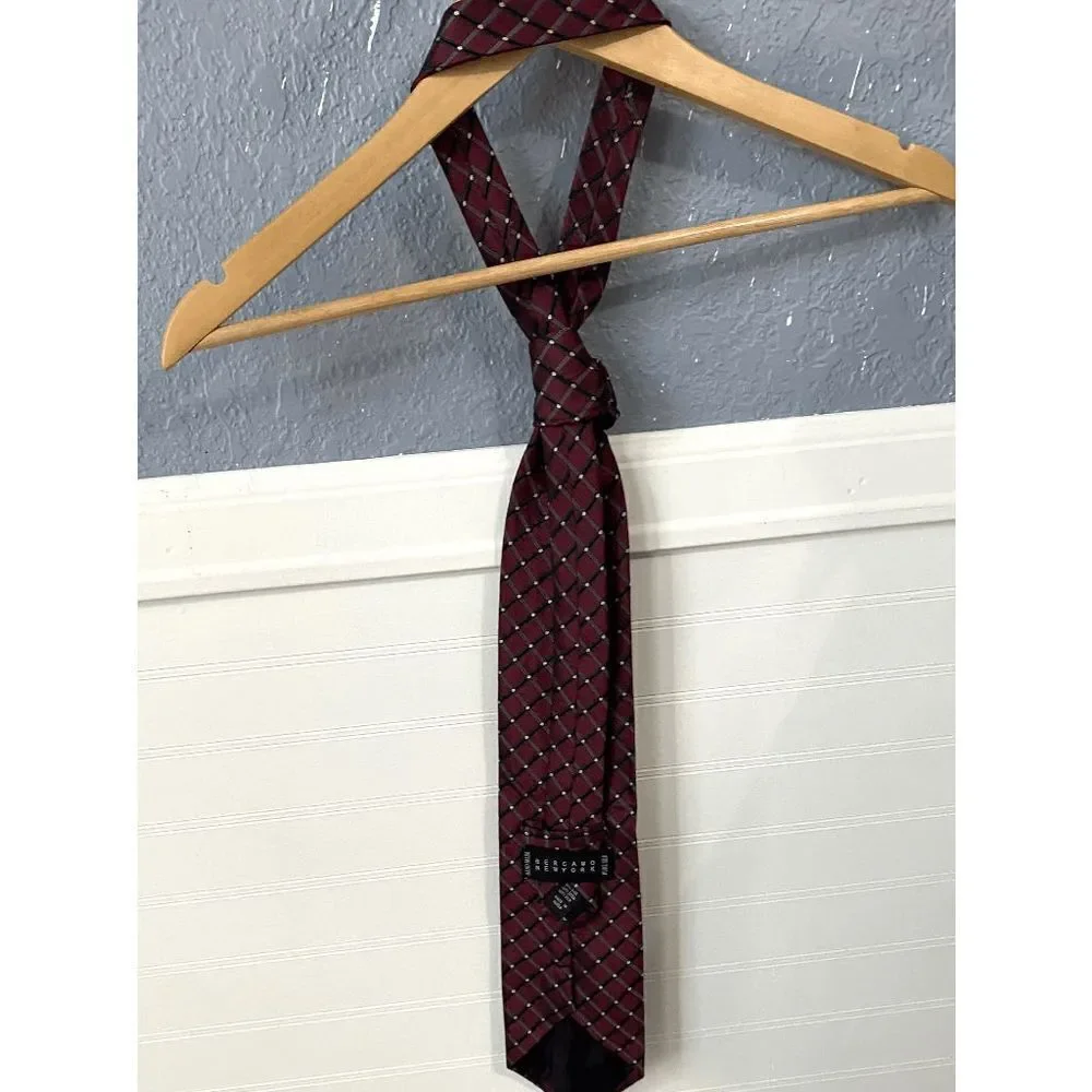 Bergamo Men’s Handmade Geometric Pure Silk Neck Tie Burgundy